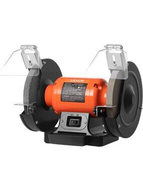 8-Inch High-Speed Bench Grinder, 3450RPM, 550W Motor, Adjustable Eye Shield